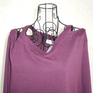RD STYLE Red Cold Shoulder Long Sleeve Top